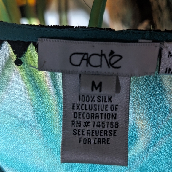 Cache Embellished Turquoise Sheer cover/tunic. - Picture 3 of 7